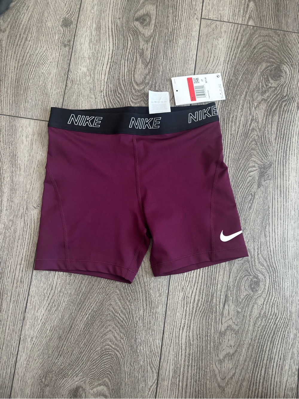 Nike kids Maroon Bike Shorts with Black Logo Waistband